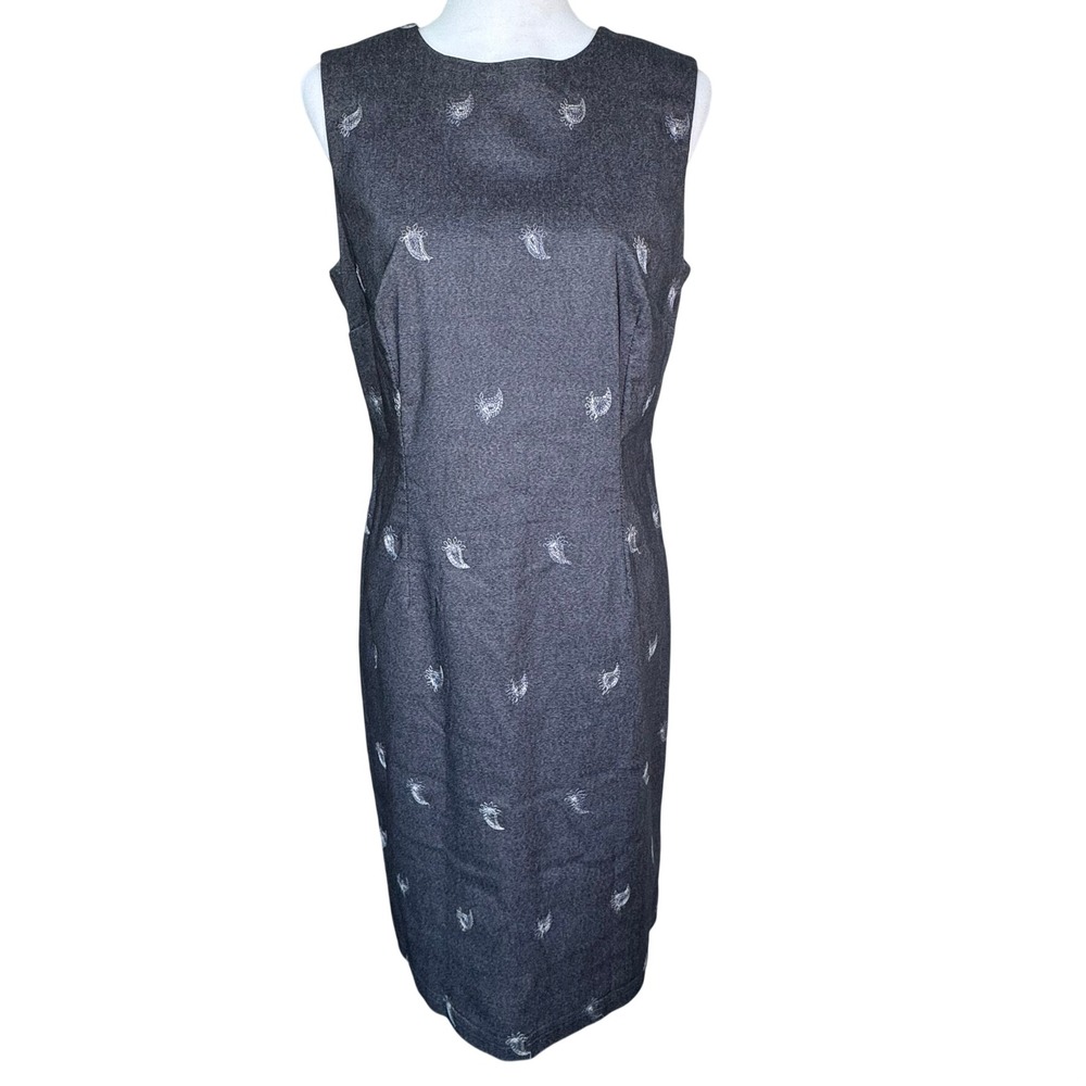 DRESSING CLIO Womens 10 Vintage Gray Embroidered Paisley Sleeveless Sheath Dress